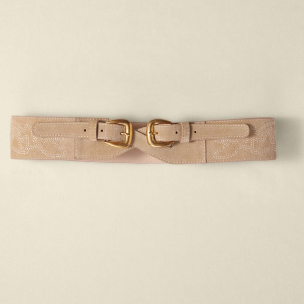 NWT Maje Suede belt with double buckle